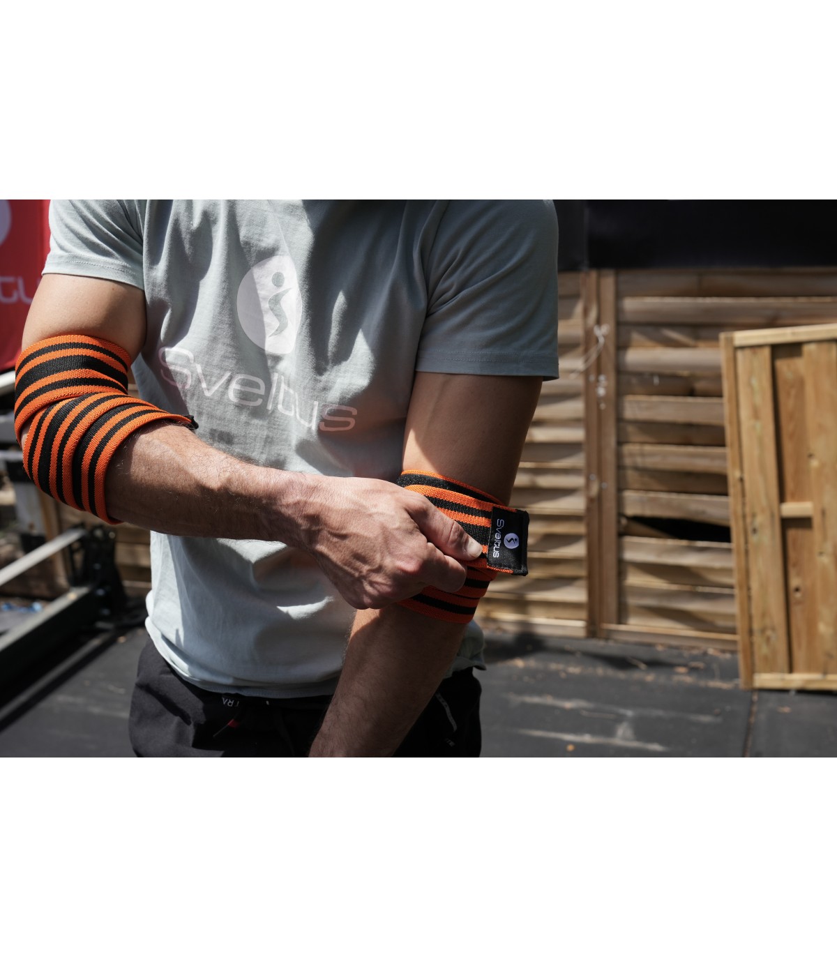 Bande De Protection Genoux Sveltus X2 - Orange/Noir - Soutien Squats Haltérophilie
